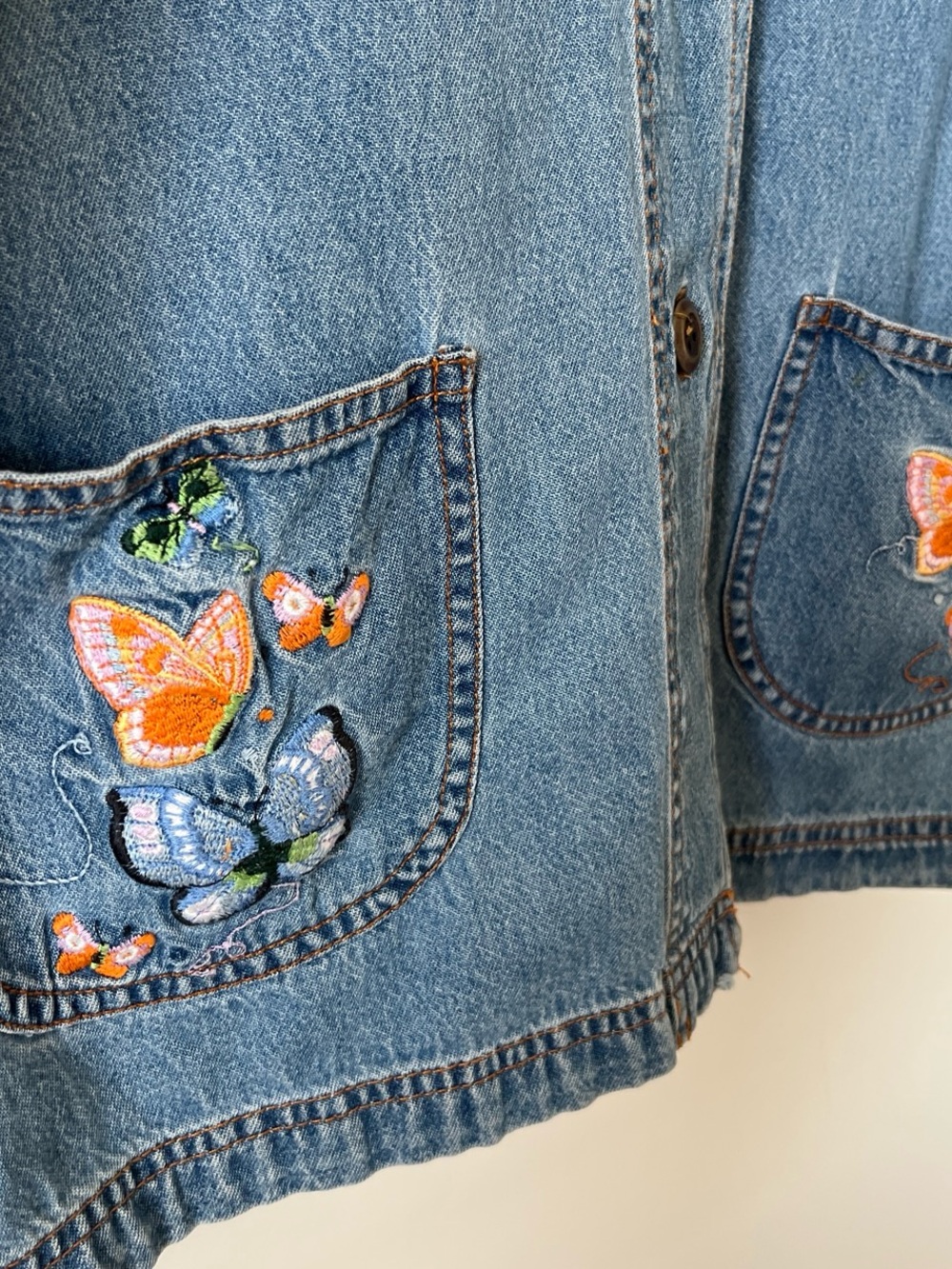 Blair Vintage Embroidered Butterfly Denim Jacket - Blue - Picture 3 of 6
